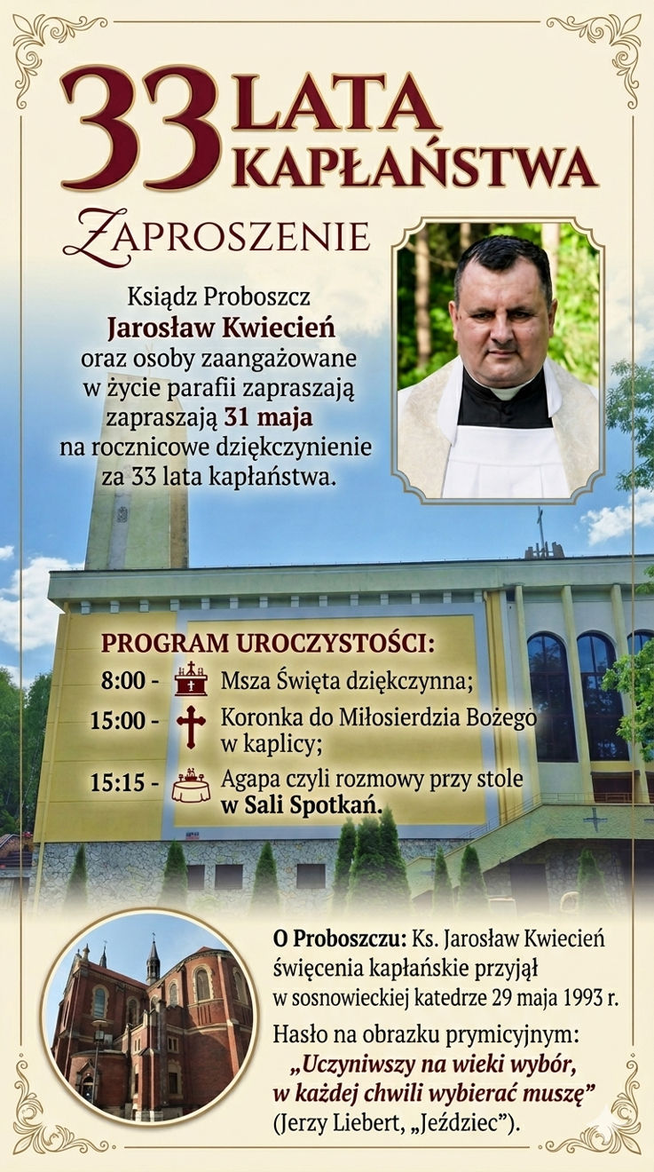 33 lata kapłaństwa (zaproszenie) 33 lata kapłaństwa (zaproszenie)